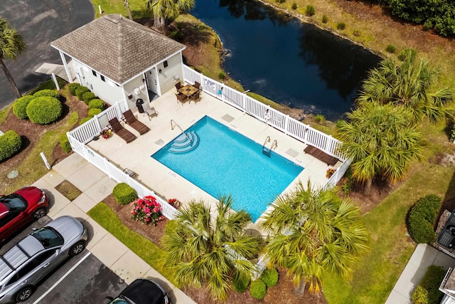 4355 Willoughby Ln Unit 401, Myrtle Beach, SC 29577 - view from above of property featuring a pool area and a large body of water