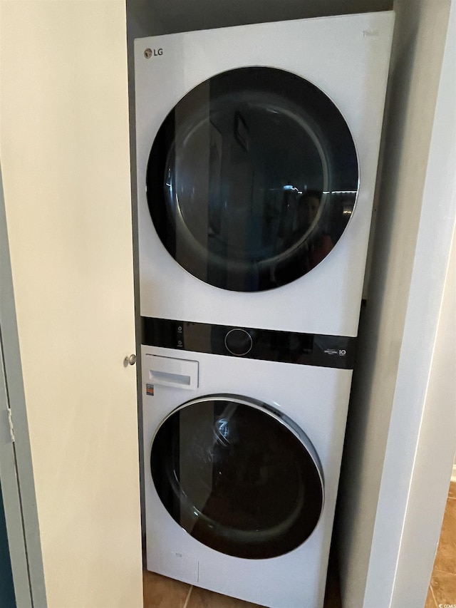 9500 Shore Dr Unit 17B, Myrtle Beach, SC 29572 - washroom with stacked washer / dryer