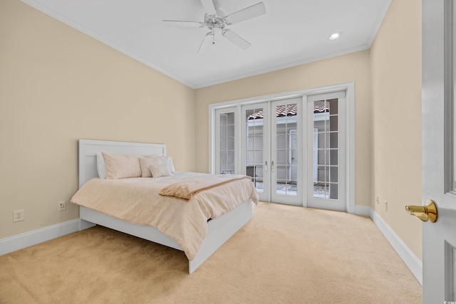 8546 San Marcello Dr Unit 1-102, Myrtle Beach, SC 29579 - bedroom with crown molding, access to outside, carpet flooring, french doors, and baseboards
