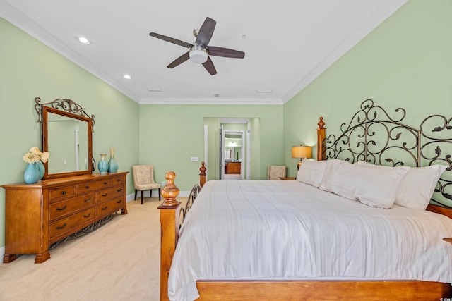 8546 San Marcello Dr Unit 1-102, Myrtle Beach, SC 29579 - carpeted bedroom featuring crown molding, recessed lighting, and ceiling fan