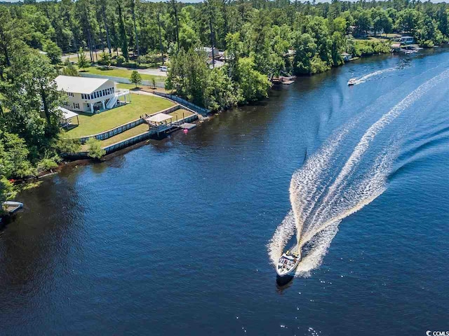 bird's eye view of a nearby body of water