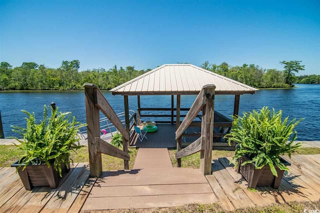 dock area featuring a water view