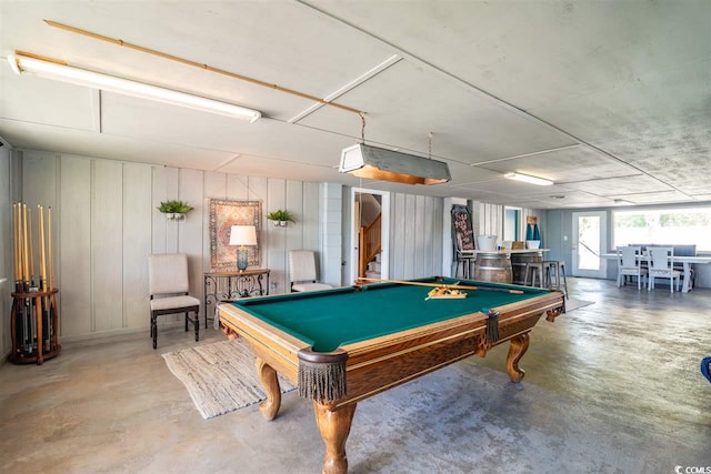 recreation room featuring concrete flooring and billiards table