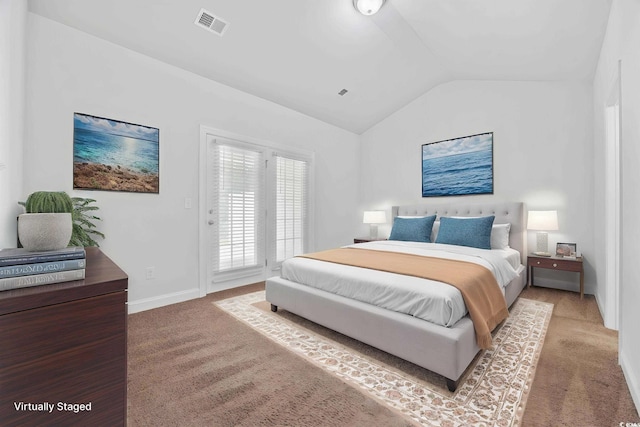 122 Parmelee Dr Unit A, Murrells Inlet, SC 29576 - carpeted bedroom featuring lofted ceiling, access to exterior, and baseboards