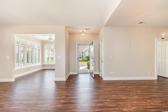 1435 Saint Thomas Cir Unit E-1, Myrtle Beach, SC 29577 - foyer with dark wood-type flooring, baseboards, and ceiling fan