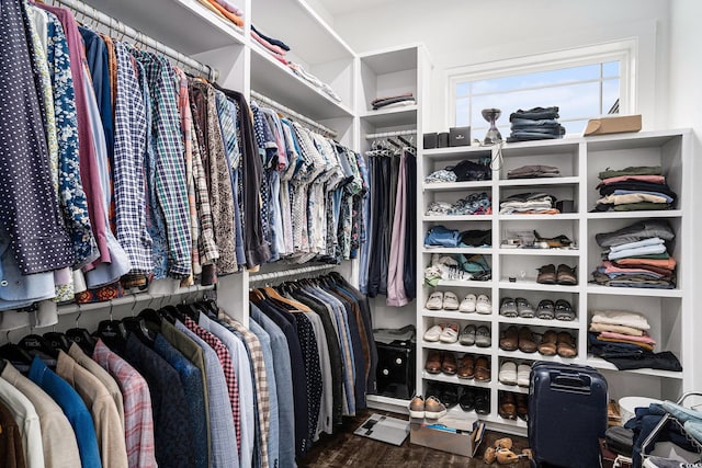 spacious closet featuring wood finished floors