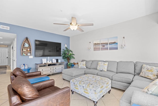 3401 N Ocean Blvd Unit 309, North Myrtle Beach, SC 29582 - living area with tile patterned flooring and a ceiling fan