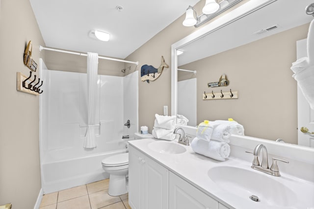 3401 N Ocean Blvd Unit 309, North Myrtle Beach, SC 29582 - full bathroom with tile patterned flooring, toilet, bathing tub / shower combination, and double vanity