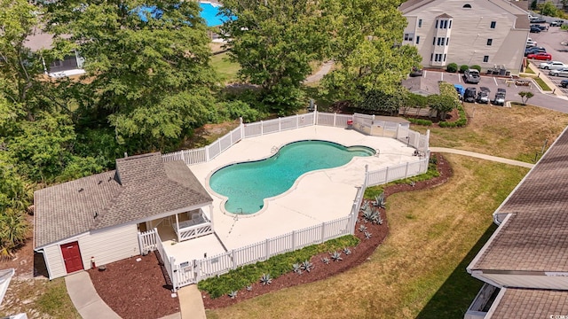 bird's eye view of a pool