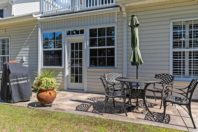 view of patio / terrace featuring a balcony and grilling area