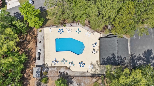 aerial view of a pool area