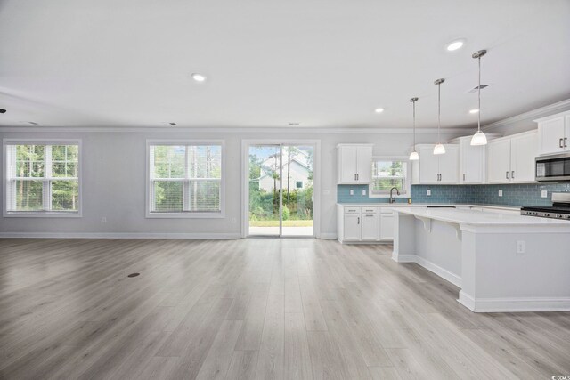 1303 Bermuda Grass Dr, Myrtle Beach, SC 29579 - kitchen featuring stainless steel appliances, a sink, open floor plan, crown molding, and recessed lighting