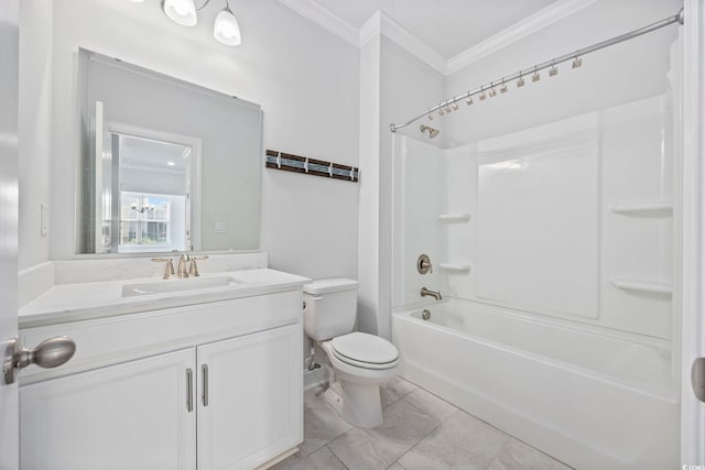 1303 Bermuda Grass Dr, Myrtle Beach, SC 29579 - bathroom with crown molding, toilet, washtub / shower combination, and vanity