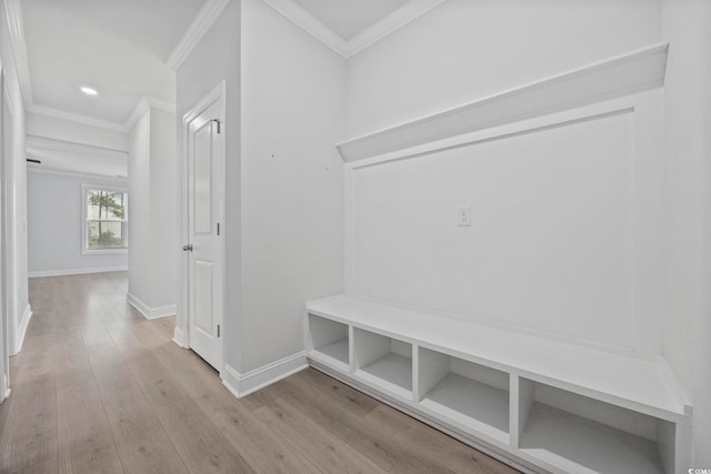 1303 Bermuda Grass Dr, Myrtle Beach, SC 29579 - mudroom featuring ornamental molding, baseboards, wood finished floors, and recessed lighting