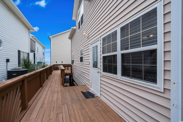 wooden terrace with cooling unit