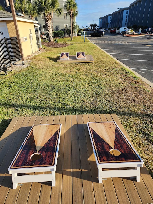 deck with a lawn