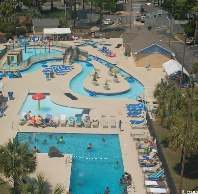 bird's eye view of a pool