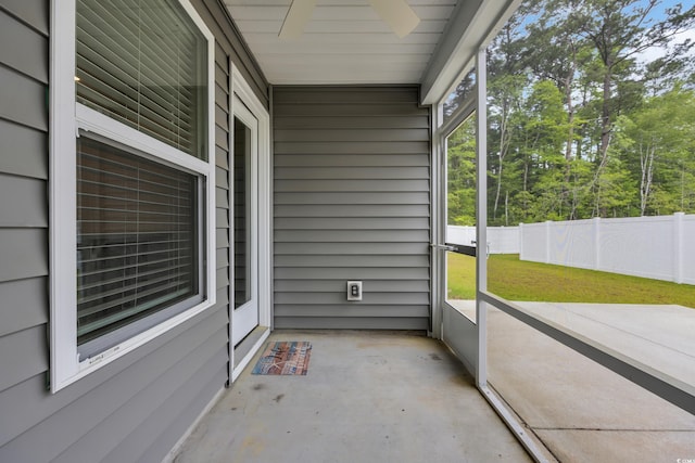 478 Samara Dr, Longs, SC 29568 - unfurnished sunroom featuring a ceiling fan