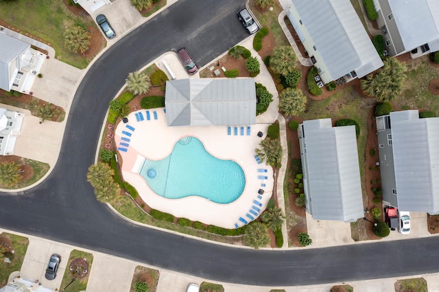 aerial overview of property's location featuring a pool