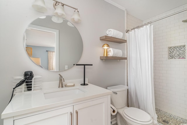 2604 S Bay St, Georgetown, SC 29440 - bathroom with vanity, toilet, and a tile shower
