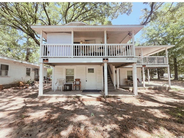 401 Alder St, Myrtle Beach, SC 29577 - back of property with a patio, a wooden deck, stairway, and ceiling fan