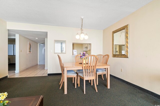 2511 S Ocean Blvd S Unit 1802B, Myrtle Beach, SC 29577 - carpeted dining area with a chandelier, tile patterned flooring, and baseboards