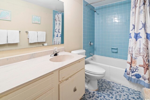 2511 S Ocean Blvd S Unit 1802B, Myrtle Beach, SC 29577 - bathroom featuring toilet, vanity, and shower / bathtub combination with curtain