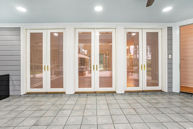 78 Oakmont Dr, Pawleys Island, SC 29585 - property entrance with french doors, ceiling fan, and a patio