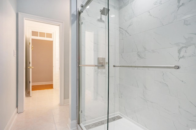 78 Oakmont Dr, Pawleys Island, SC 29585 - full bathroom featuring a marble finish shower, baseboards, and tile patterned floors