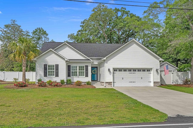 1307 Collins Park St, Conway, SC 29526 - ranch-style home featuring an attached garage, concrete driveway, and roof with shingles