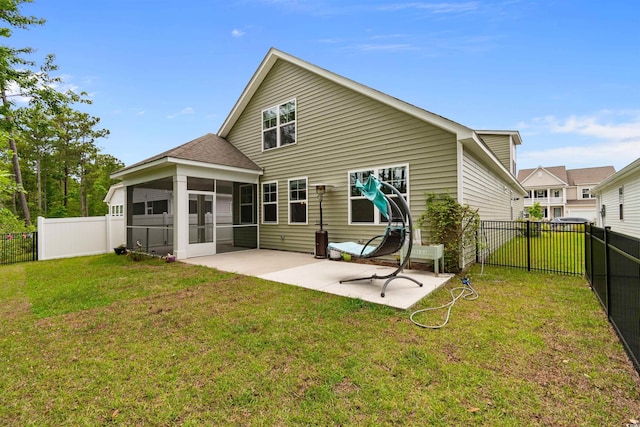 736 Flowering Branch Ave, Little River, SC 29566 - back of property with a sunroom, a fenced backyard, a patio, and roof with shingles