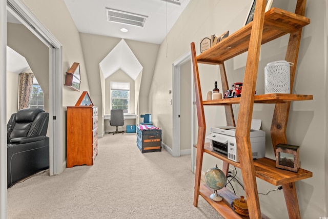 bonus room featuring an office area, carpet floors, and baseboards