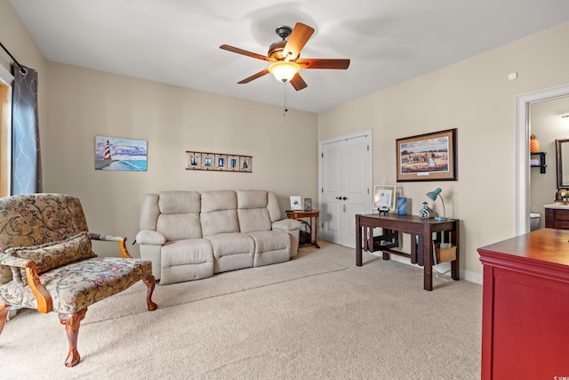 2019 Ye Olde Kings Hwy, North Myrtle Beach, SC 29582 - living room featuring light carpet and a ceiling fan