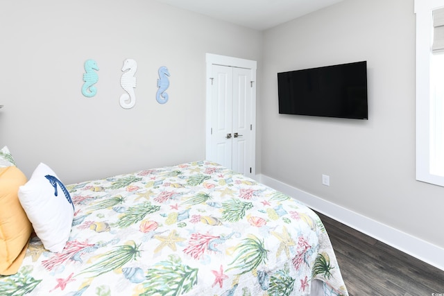 113B 11th Ave S, Surfside Beach, SC 29575 - bedroom featuring dark wood-type flooring and a closet