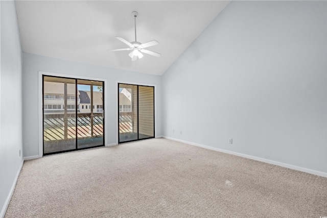 1100 Possum Trot Rd Unit B202, North Myrtle Beach, SC 29582 - carpeted empty room with vaulted ceiling, a ceiling fan, and baseboards
