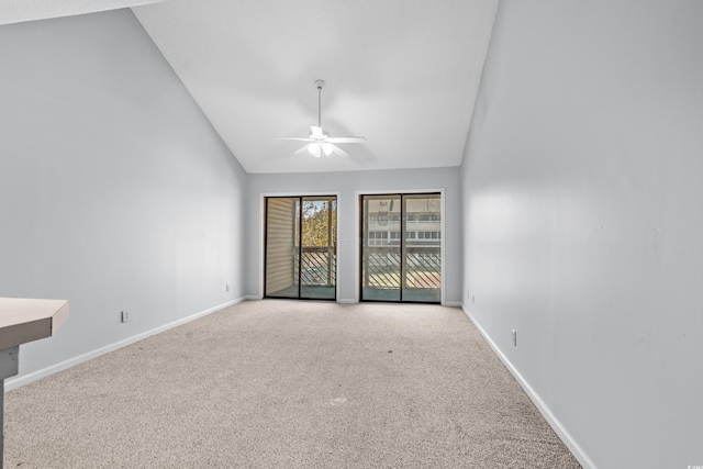 1100 Possum Trot Rd Unit B202, North Myrtle Beach, SC 29582 - carpeted spare room featuring vaulted ceiling, ceiling fan, and baseboards