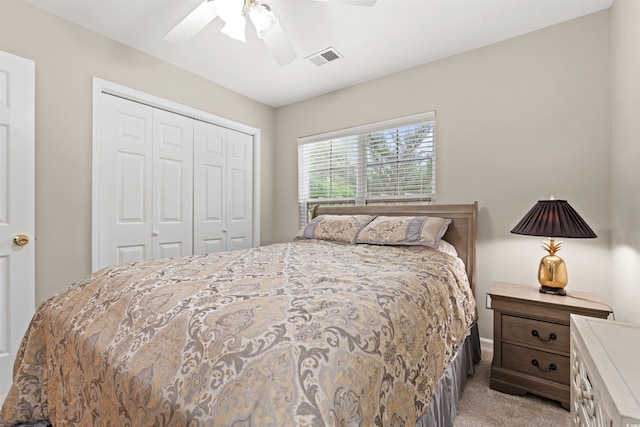 3 Birdsong Ct, Murrells Inlet, SC 29576 - bedroom featuring light carpet, a closet, and ceiling fan