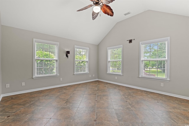 3 Birdsong Ct, Murrells Inlet, SC 29576 - empty room featuring ceiling fan, lofted ceiling, and baseboards