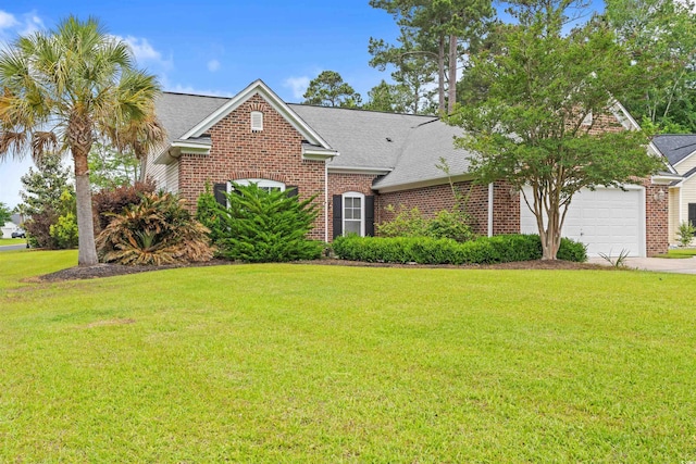 3 Birdsong Ct, Murrells Inlet, SC 29576 - view of front of property with an attached garage, brick siding, driveway, and a front lawn