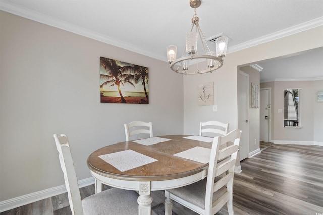 2000 Greens Blvd Unit 40C, Myrtle Beach, SC 29577 - dining space featuring a chandelier, wood finished floors, ornamental molding, and baseboards