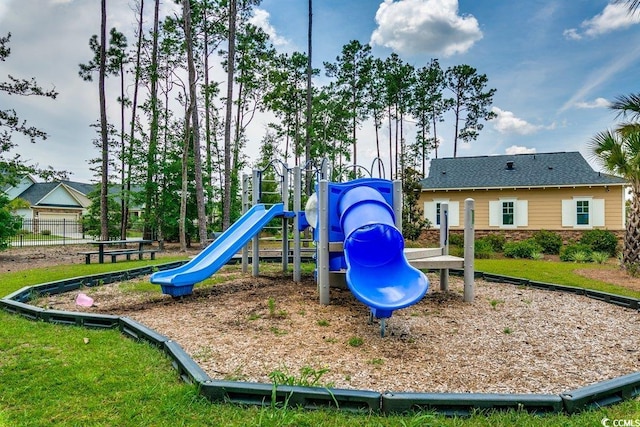 community play area featuring fence