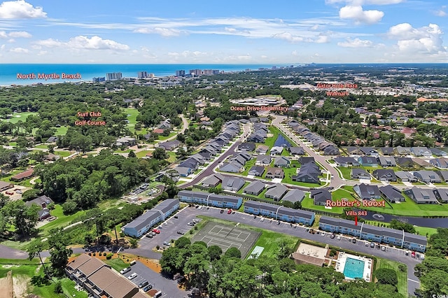 aerial overview of property's location with a large body of water