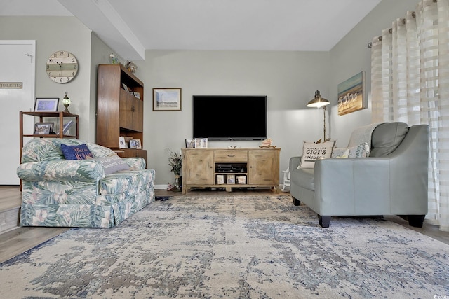 living room with wood finished floors