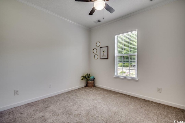 100 Woodlyn Ave, Little River, SC 29566 - carpeted empty room with baseboards, ornamental molding, and a ceiling fan