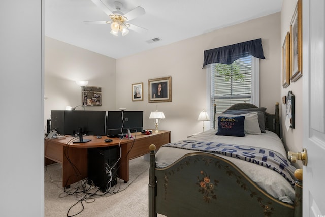 190 Barony Pl, Pawleys Island, SC 29585 - bedroom with light colored carpet, an office area, and ceiling fan