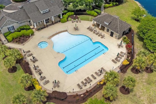 190 Barony Pl, Pawleys Island, SC 29585 - view from above of property with a pool area