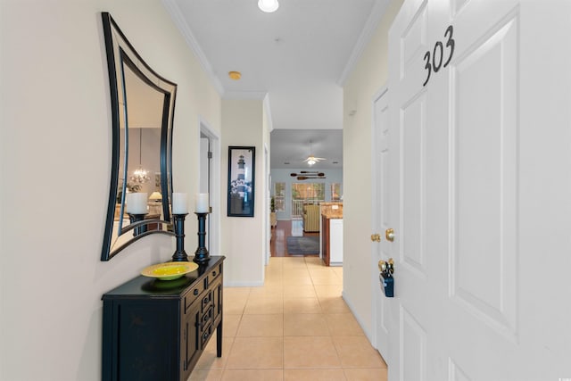 5840 Longwood Dr Unit 303, Murrells Inlet, SC 29576 - corridor with ornamental molding, light tile patterned flooring, and baseboards