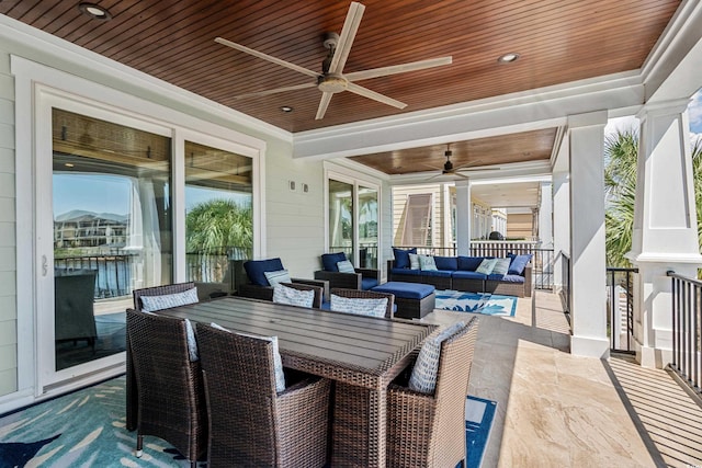 4832 Williams Island Dr, Little River, SC 29566 - view of patio with an outdoor hangout area, ceiling fan, and outdoor dining space