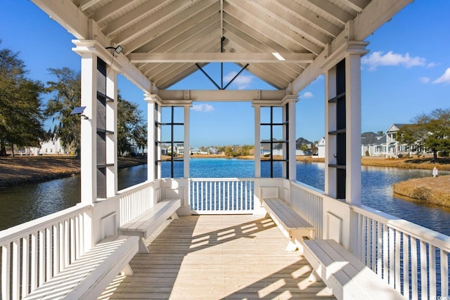 dock featuring a water view and a gazebo