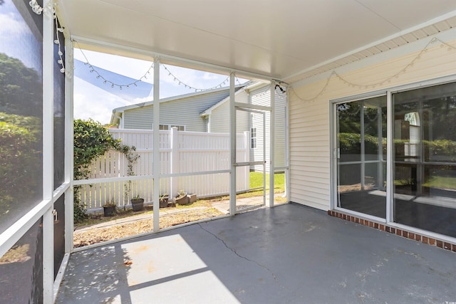 view of unfurnished sunroom